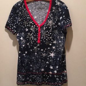 SHORT SLEEVE,RED,WHITE&BLUE GREAT TOP 4TH PERFECT